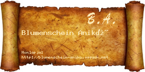 Blumenschein Anikó névjegykártya